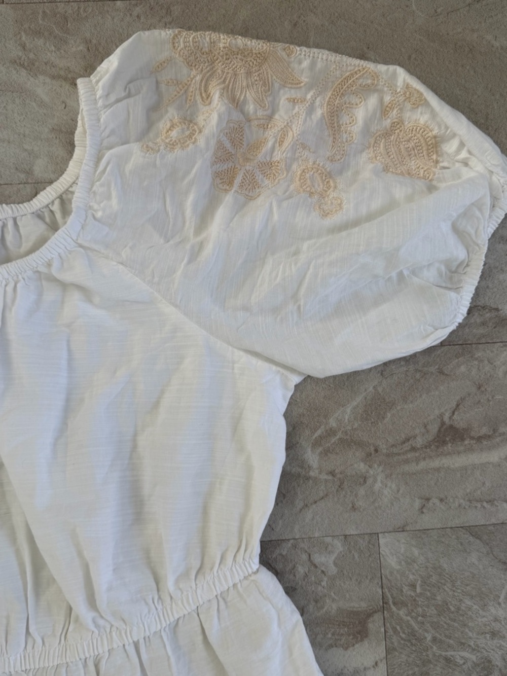 KNOX ROSE COTTON Dress Puff Sleeve Embroidered WHITE XXL - Picture 3 of 10